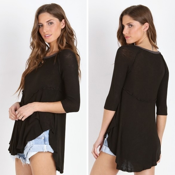Free People Weekend Layering Tee Black - Picture 1 of 7